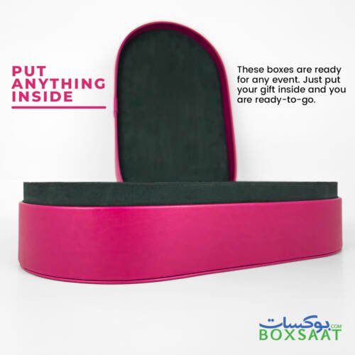 Oval Shape PU Leather Box - Hand Stitched With Velvet Inside - 30W x 16L x 6H 8 Three cup model luxurious empty leather box inside suede