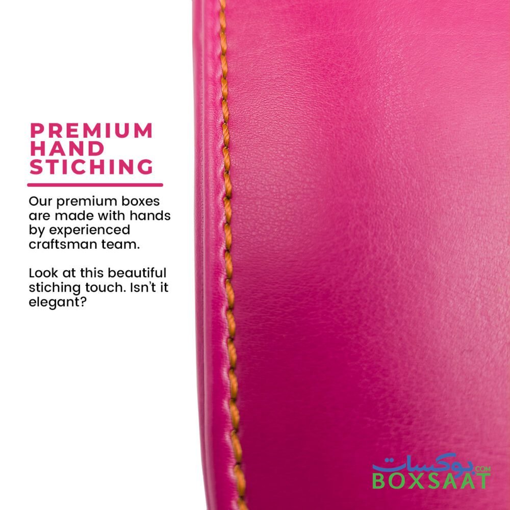 hand-stiching on premium leather box