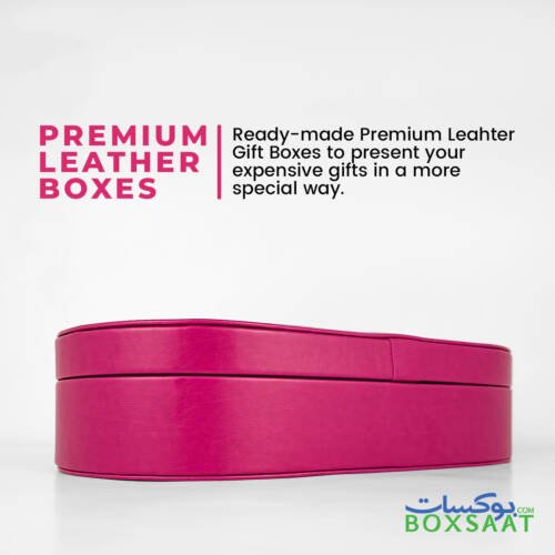 Oval Shape PU Leather Box - Hand Stitched With Velvet Inside - 30W x 16L x 6H 10 ready-to-go hot pink color pu leather box