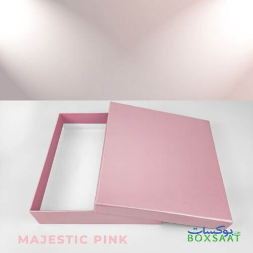 Special Paper Empty Gift Boxes - Medium Size - 20Lx18Wx4H cm - Minimum Qty 25 - 10AED Box 4 Top-Bottom-Empty-Chocolate-Gift-Box-Horizontal-Square-Model-Majestic-Pink-Medium-Size-Open