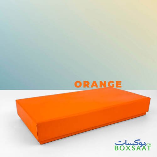 Special Paper Empty Gift Boxes - Medium Size - 10Lx20Wx3H cm - Minimum Qty 25 – 8AED Box 8 Ready-made-chocolate-gift-box-prespective-view-lid-close-orange-color