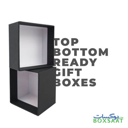 Special Paper Empty Gift Box - Small Size - 7.5Lx7.5Wx6H cm - Minimum Qty 25 – 4AED Box 11 Top-Bottom-Gift-Box-Black-Color-Half-Top-Model