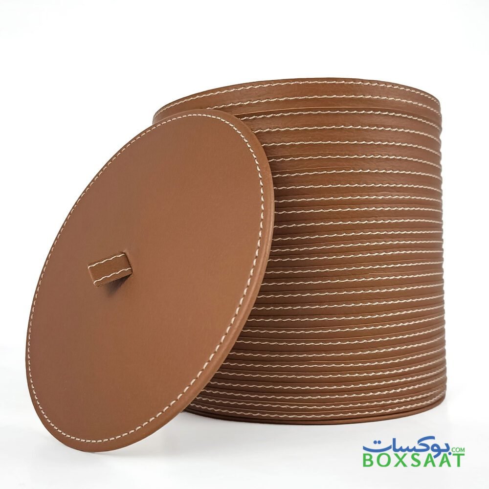 Luxury PU Leather Round Box With Top Lid On Front