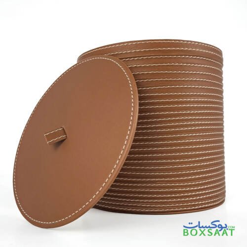 Luxury PU Leather Round Box With Top Lid On Front