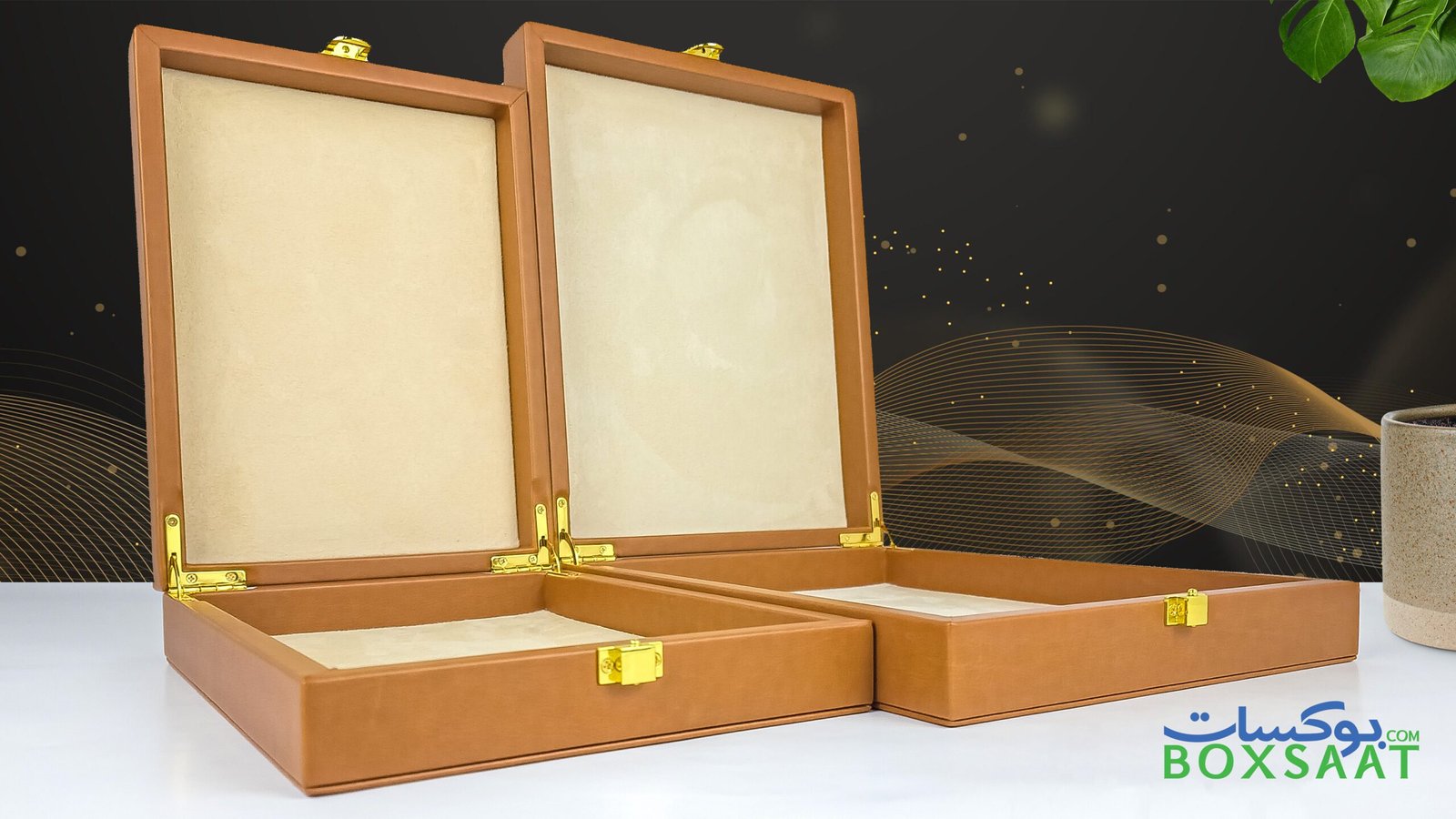 Luxury PU Leather Gift Boxes With Hand Stitching And With Lock and Hinges