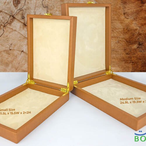 Brown Color PU Leather Box - Medium Size - 24.9Lx19.3Wx(2.3+2.3)H 9 PU leather empty gift boxes in different sizes for jewellery and expensive gifts-Jewellery Gift Box for Necklace
