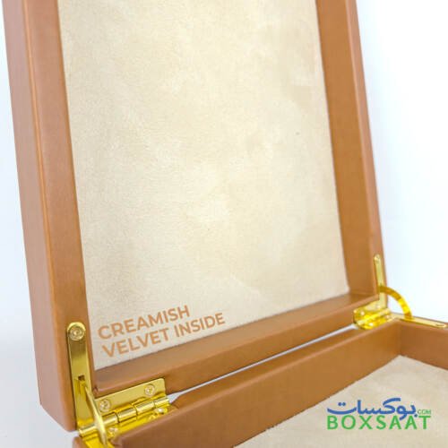 Brown Color PU Leather Box - Medium Size - 24.9Lx19.3Wx(2.3+2.3)H 8 PU Leather Gift Box Inside Creamish Color Velvet