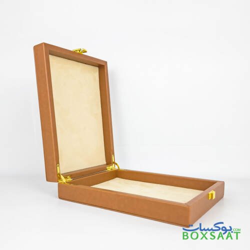 Brown Color PU Leather Box - Medium Size - 24.9Lx19.3Wx(2.3+2.3)H 2 Luxury PU Leather Gift Box