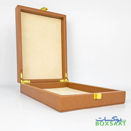PU Leather Box Creamish Velvet Inside With Shiny Golden Hinges and Locks