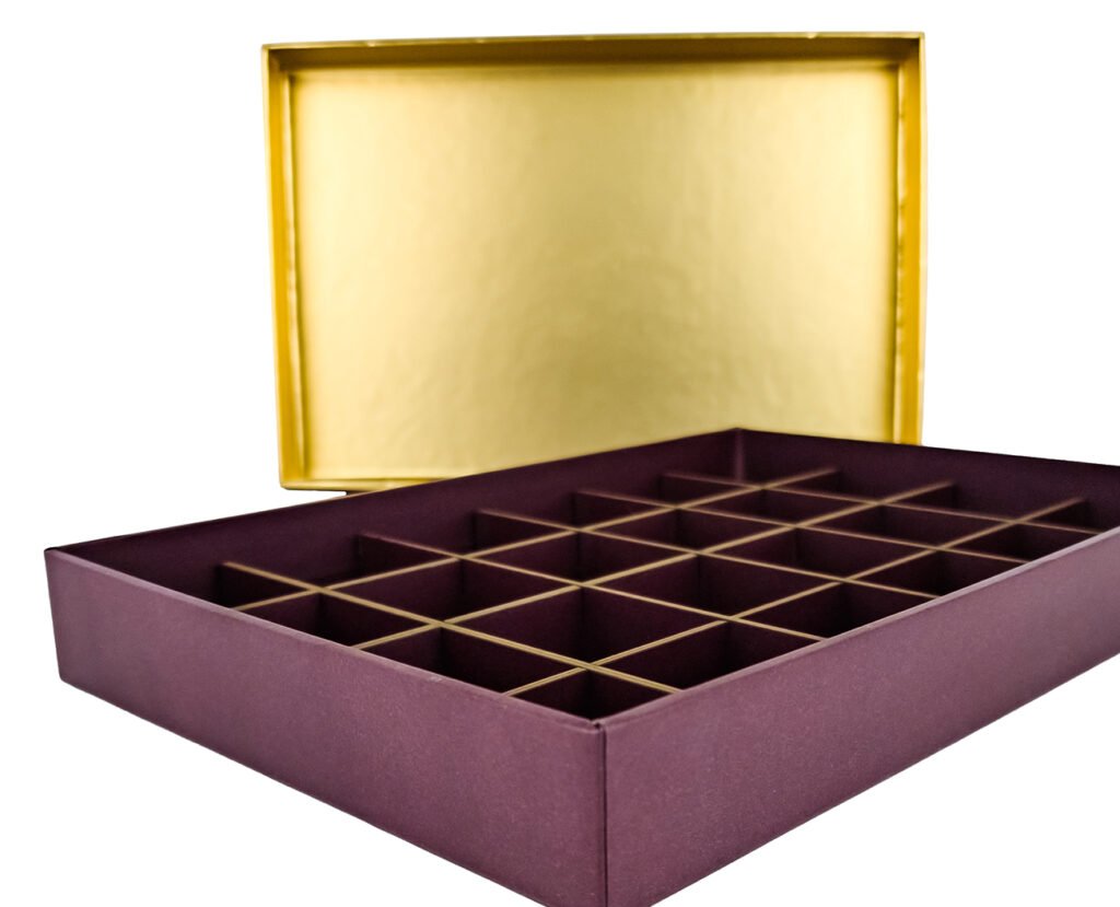 Inside view of 24pcs chocolate gift boxes ready made empty chocolate boxes