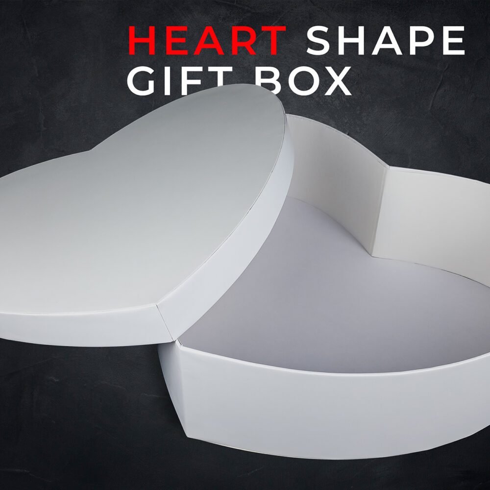top bottom white color heart shape paper box