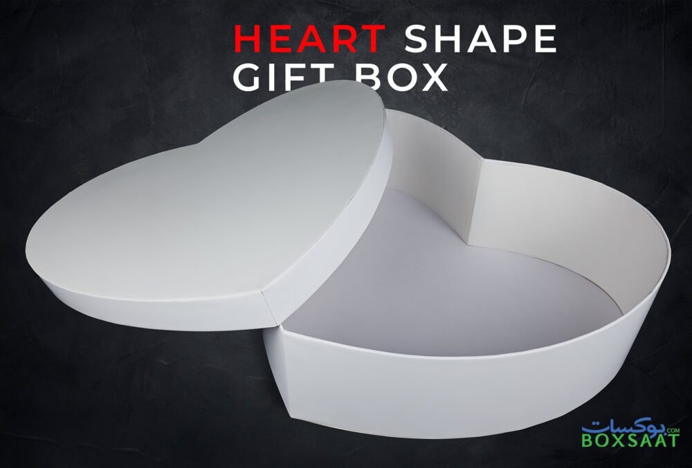 top bottom white color heart shape paper box