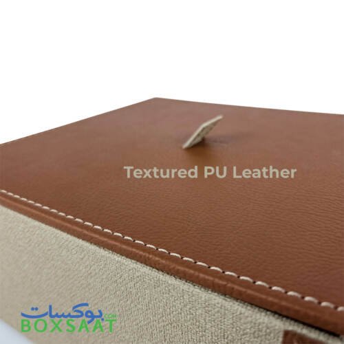 PU-Faux Leather Luxury Kraft Cloth Texture Beautiful Box With Top Lid 8 Textured Brown Color PU Leather