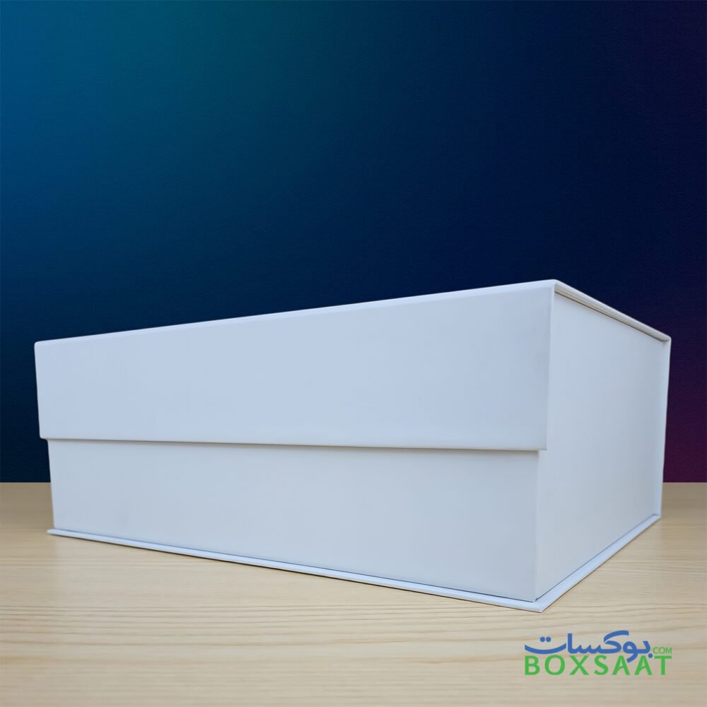 Magnetic Gift Box Half Front Flap White Color Closed