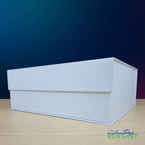 Magnetic Gift Box - Front Half Flap - 25.5Lx33Wx12H cm 3 Magnetic Gift Box Half Front Flap White Color Closed