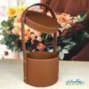 brown leather flower box