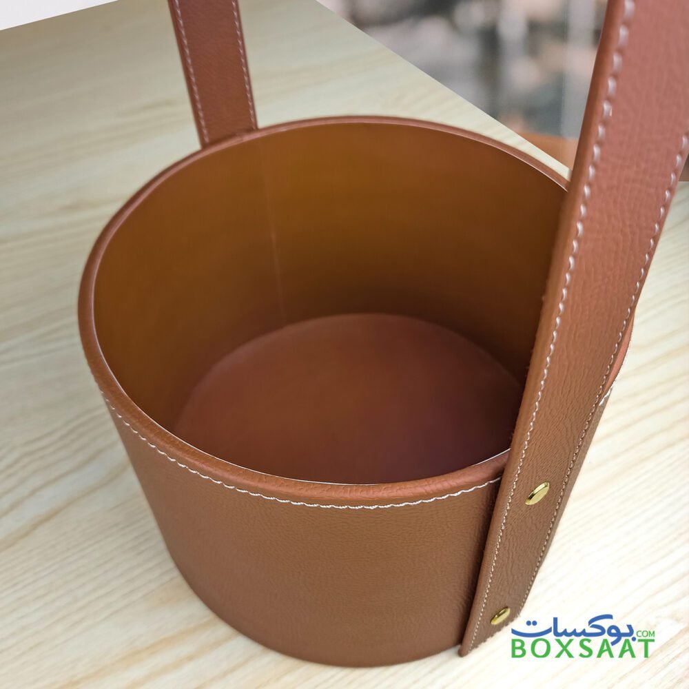 ready to buy flower box made with hand stitching and high quality PU Leather brown color