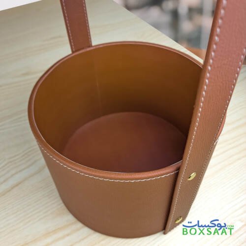 High Quality PU Brown Leather Luxury Flower Box - 20Lx20Wx44H cm 3 ready to buy flower box made with hand stitching and high quality PU Leather brown color