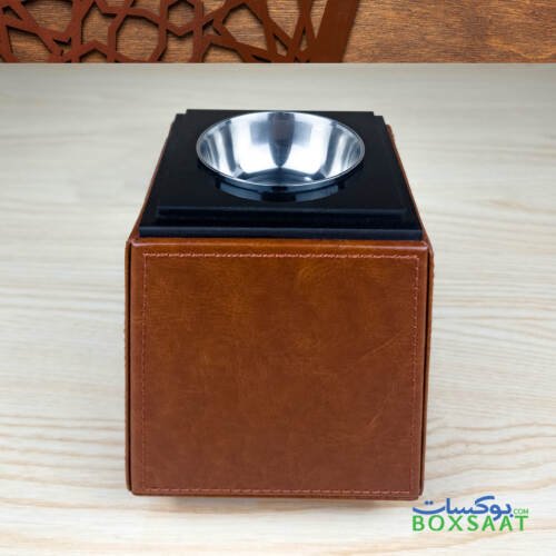 Luxury Bakhoor Burner - Oud Burner - Classic PU Leather 5 top view of bakhoor burner of classic texture