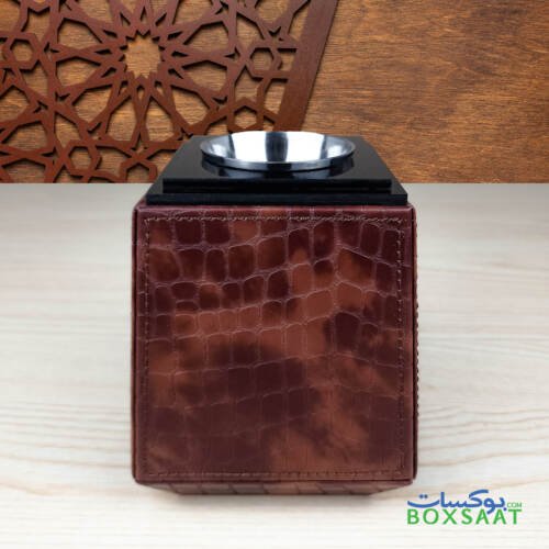 Luxury Bakhoor Burner - Oud Burner - Croco PU Leather 4 Full view of pu leather oud burner