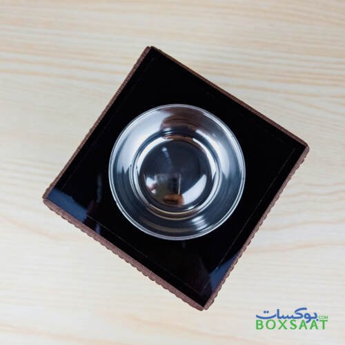 Luxury Bakhoor Burner - Oud Burner - Wooden PU Leather 3 top view of wooden texture PU leather oud burner