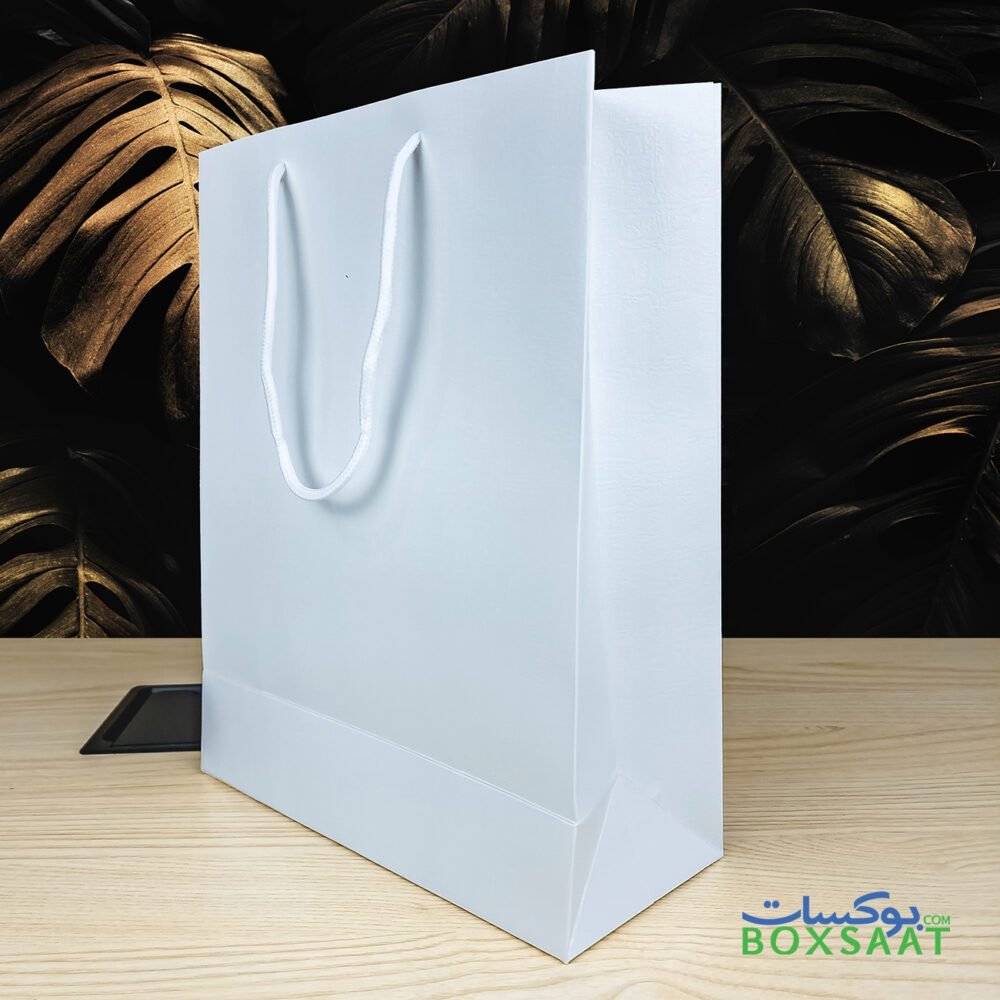 a4 white paper bag with textured surface