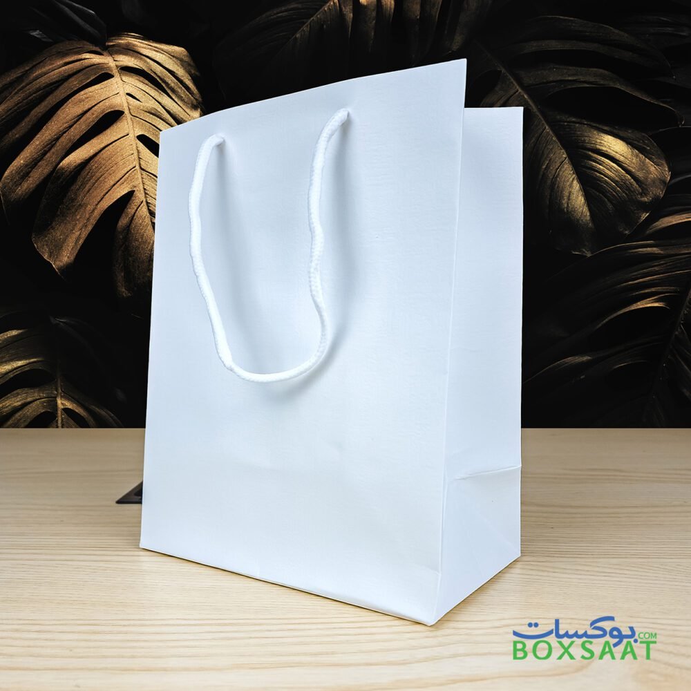 white textured paper bag a5 size with white rope