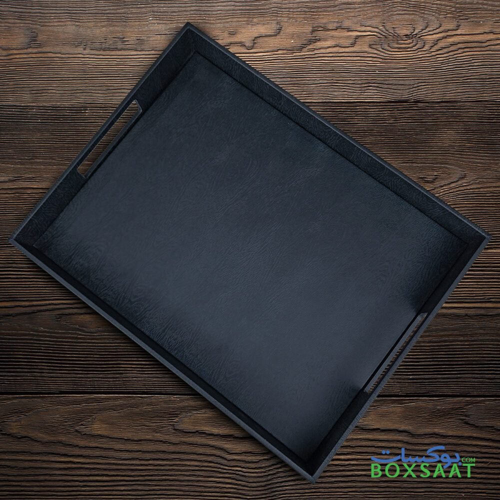black color pu leather tray top view