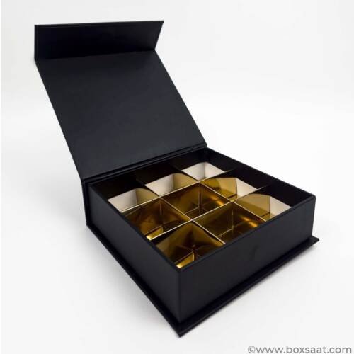 Chocolate Box - 9 Pcs - 5 Colors - Magnetic Flap Model - Minimum Qty 10 17 Chocolate Box - Magnetic Flap Model - Black Color - 9pcs