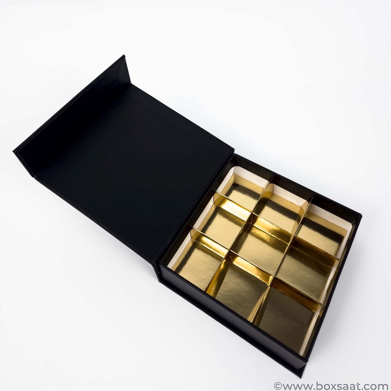Chocolate  Box – Magnetic Flap Model – Black Color – 9pcs Chocolate Box - Magnetic Flap Model - Black Color - 9pcs