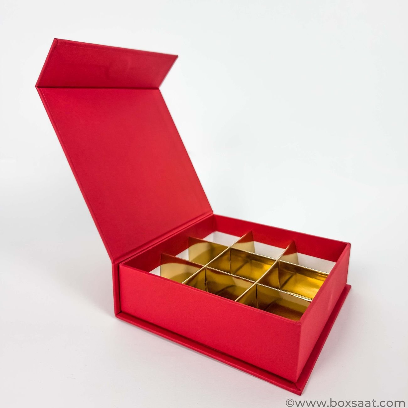 Chocolate Box – Magnetic Flap Model – Red Color – 9pcs Chocolate Box - Magnetic Flap Model - Red Color - 9pcs