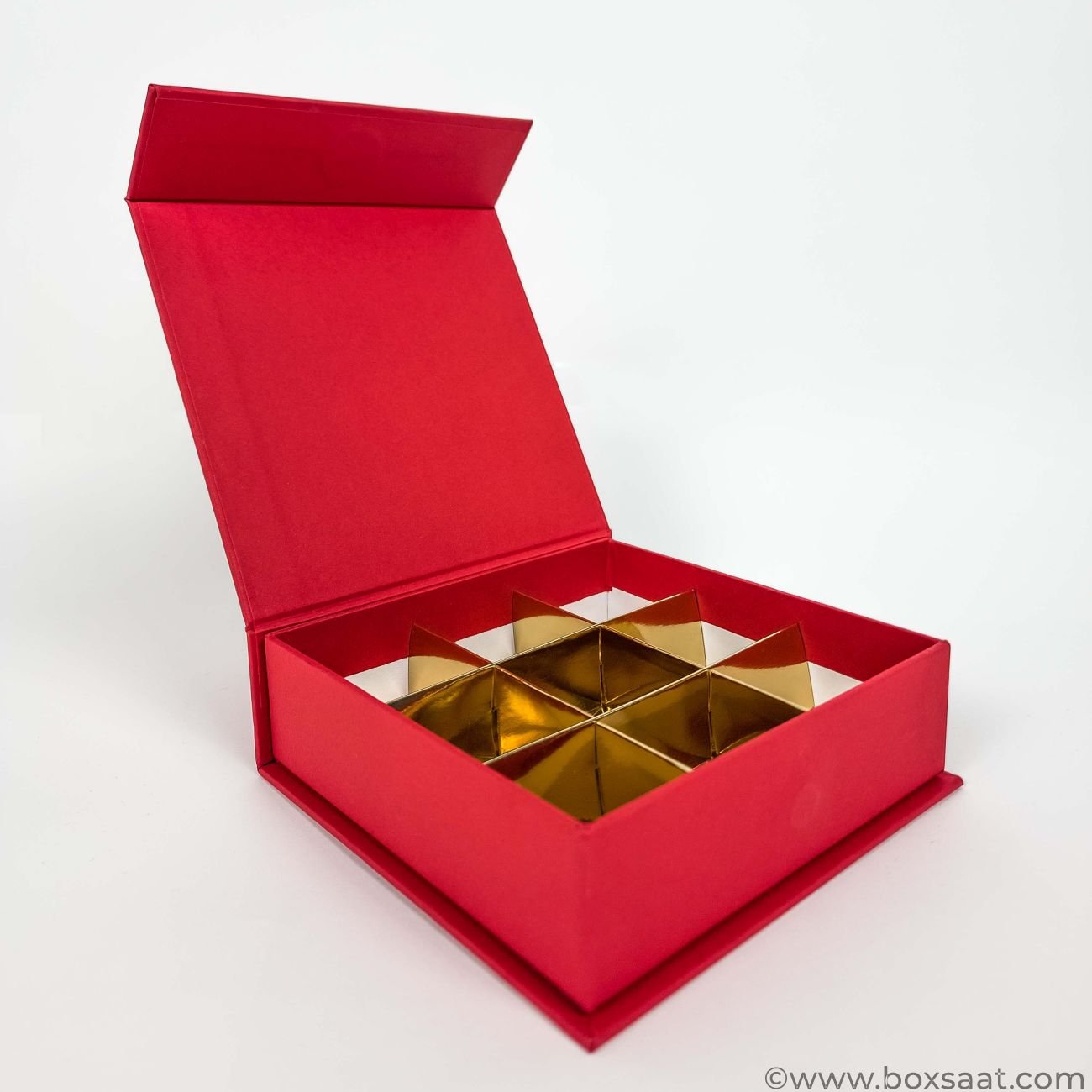 Chocolate Box – Magnetic Flap Model – Red Color – 9pcs Chocolate Box - Magnetic Flap Model - Red Color - 9pcs