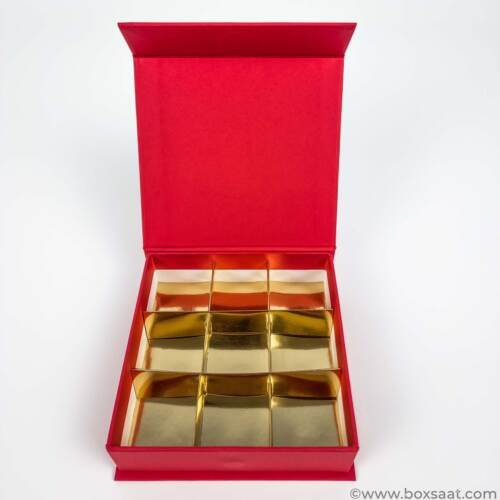 Chocolate Box - 9 Pcs - 5 Colors - Magnetic Flap Model - Minimum Qty 10 12 Chocolate Box - Magnetic Flap Model - Red Color - 9pcs