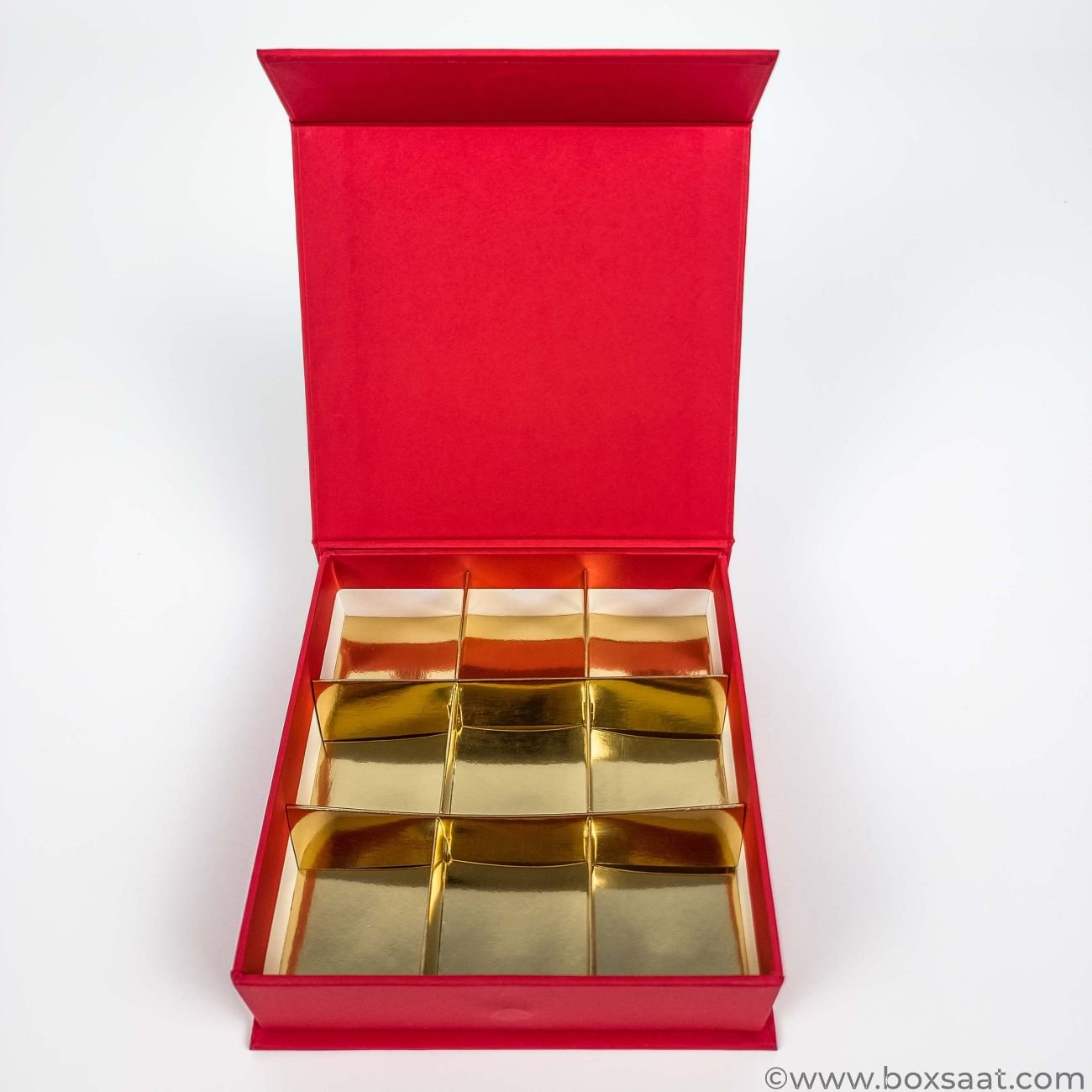 Chocolate  Box – Magnetic Flap Model – Red Color – 9pcs Chocolate Box - Magnetic Flap Model - Red Color - 9pcs