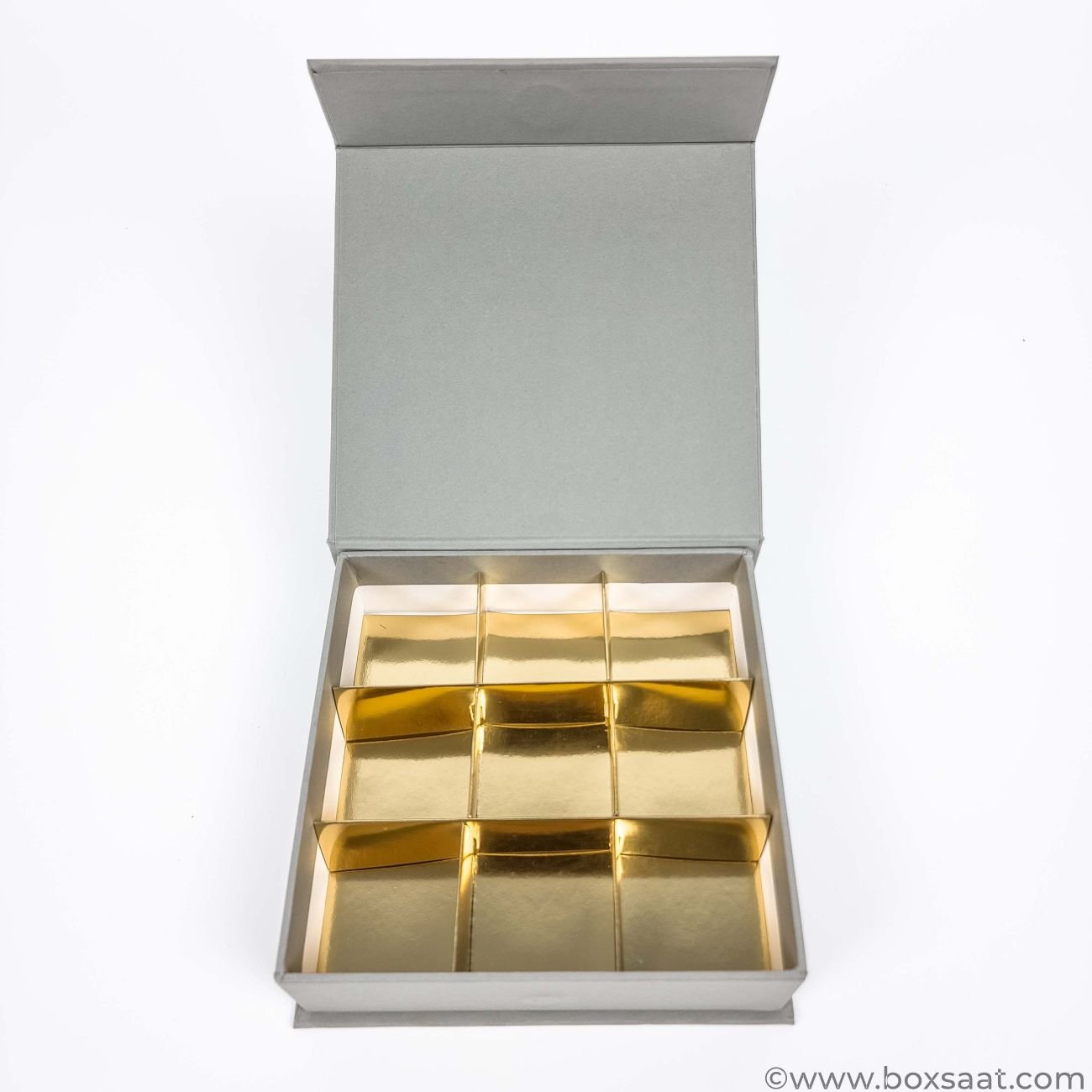Chocolate Box – Magnetic Flap Model – Grey Color – 9pcs Chocolate Box - Magnetic Flap Model - Grey Color - 9pcs