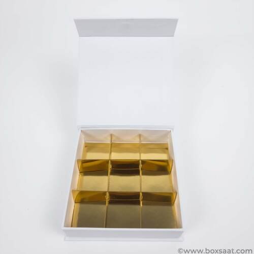Chocolate Box - 9 Pcs - 5 Colors - Magnetic Flap Model - Minimum Qty 10 6 Chocolate Box - Magnetic Flap Model - White Color - 9pcs