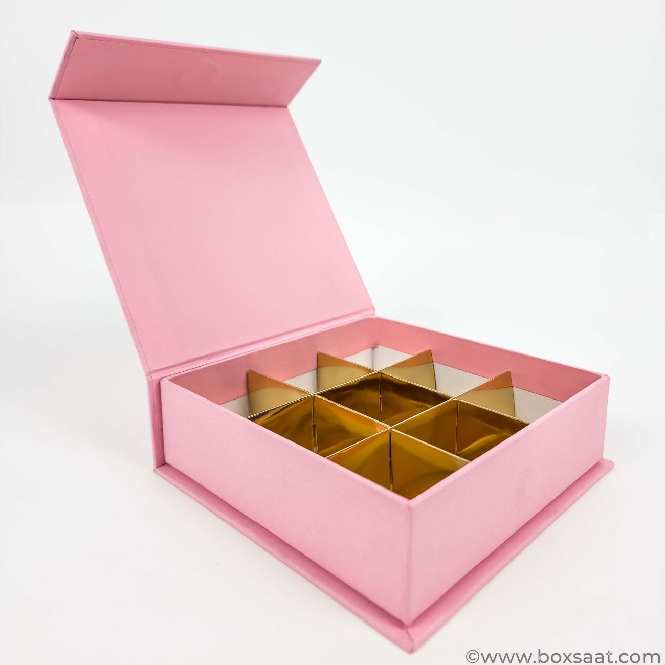 Chocolate  Box – Magnetic Flap Model – Pink Color – 9pcs Chocolate Box - Magnetic Flap Model - Pink Color - 9pcs
