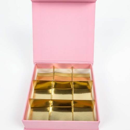 Chocolate Box - 9 Pcs - 5 Colors - Magnetic Flap Model - Minimum Qty 10 4 Chocolate Box - Magnetic Flap Model - Pink Color - 9pcs