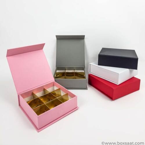 Chocolate Empty Boxes Wholesale Magnetic Chocolate Box - Magnetic Flap Model - 5 Colors - 9pcs