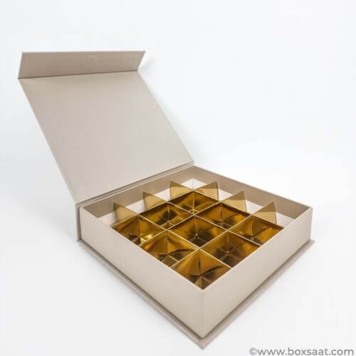 Chocolate Box - 16 Pcs - 5 Colors - Magnetic Flap Model - Minimum Qty 10 2 Chocolate Box - Magnetic Flap Model - Majestic Sand Color - 16pcs