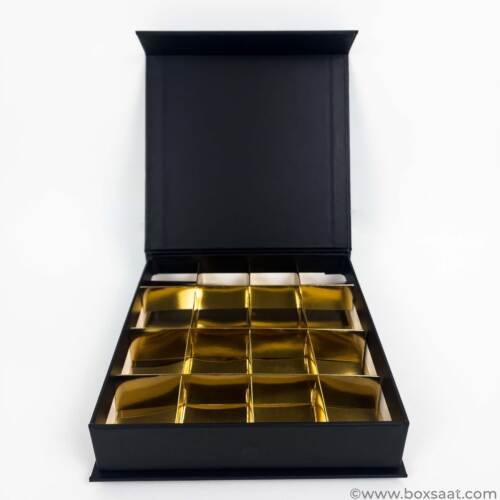 Chocolate Box - 16 Pcs - 5 Colors - Magnetic Flap Model - Minimum Qty 10 8 Chocolate Box - Magnetic Flap Model - Black Color - 16pcs