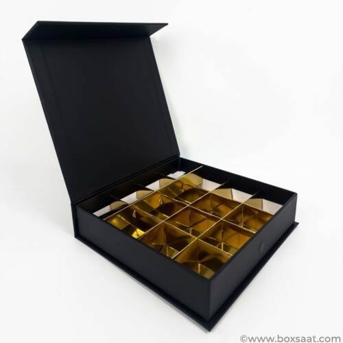 Chocolate Box - 16 Pcs - 5 Colors - Magnetic Flap Model - Minimum Qty 10 3 Chocolate Box - Magnetic Flap Model - Black Color - 16pcs