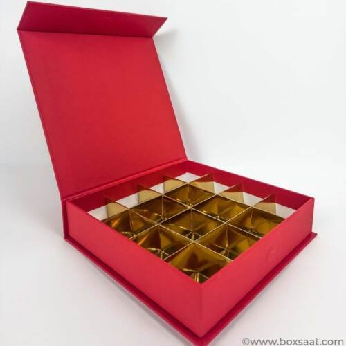 Chocolate Box - 16 Pcs - 5 Colors - Magnetic Flap Model - Minimum Qty 10 4 Chocolate Box - Magnetic Flap Model - Red Color - 16pcs