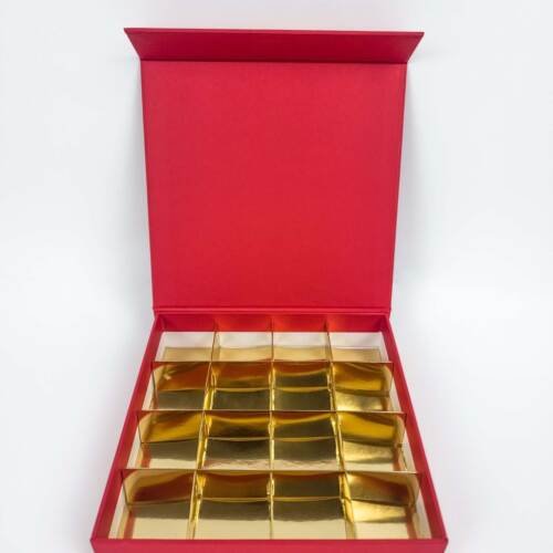 Chocolate Box - 16 Pcs - 5 Colors - Magnetic Flap Model - Minimum Qty 10 7 Chocolate Box - Magnetic Flap Model - Red Color - 16pcs