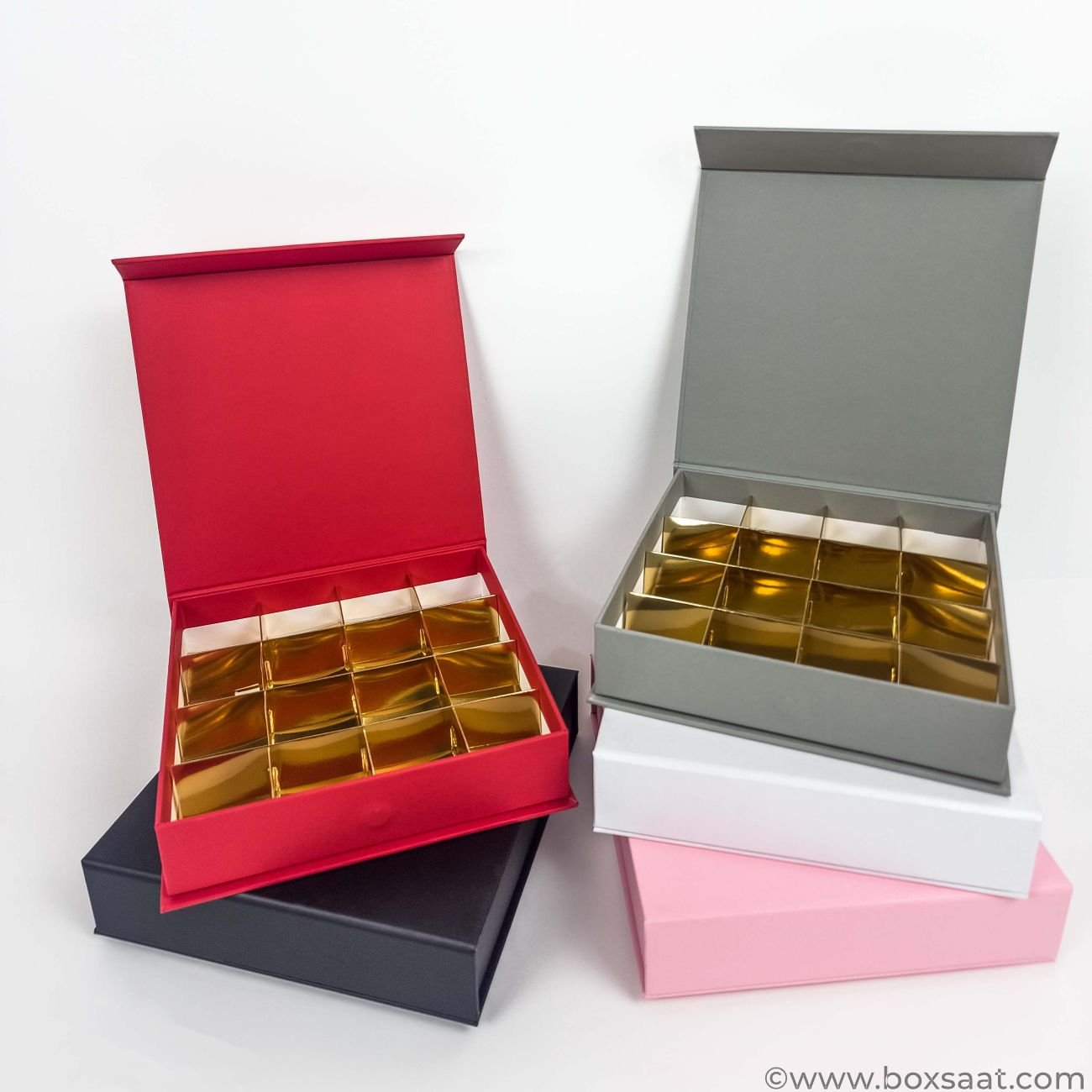 Chocolate Gift Box 16 pcs - Magnetic Flap Model - 5 Colors - 16pcs