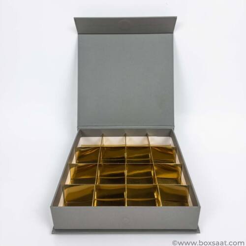 Chocolate Box - 16 Pcs - 5 Colors - Magnetic Flap Model - Minimum Qty 10 9 Chocolate Box - Magnetic Flap Model - Grey Color- 16pcs