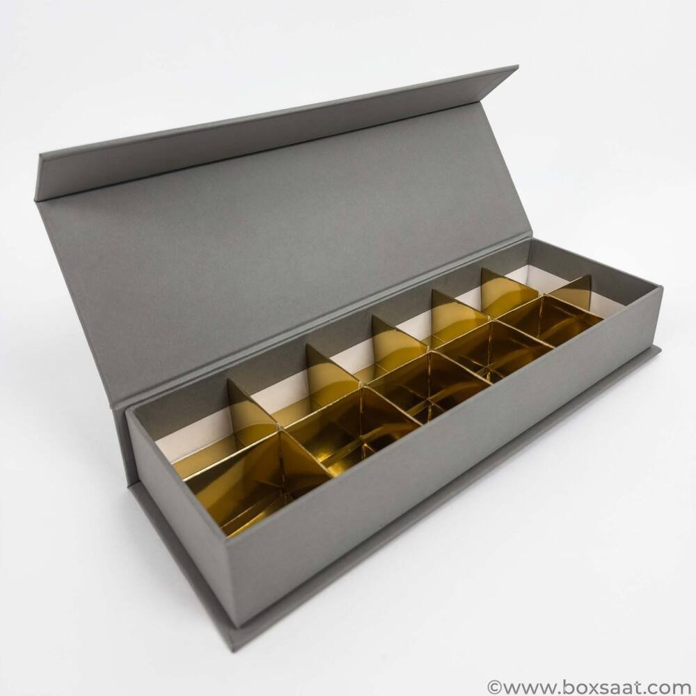 Chocolate Box - Magnetic Flap Model - Grey Color- 12pcs