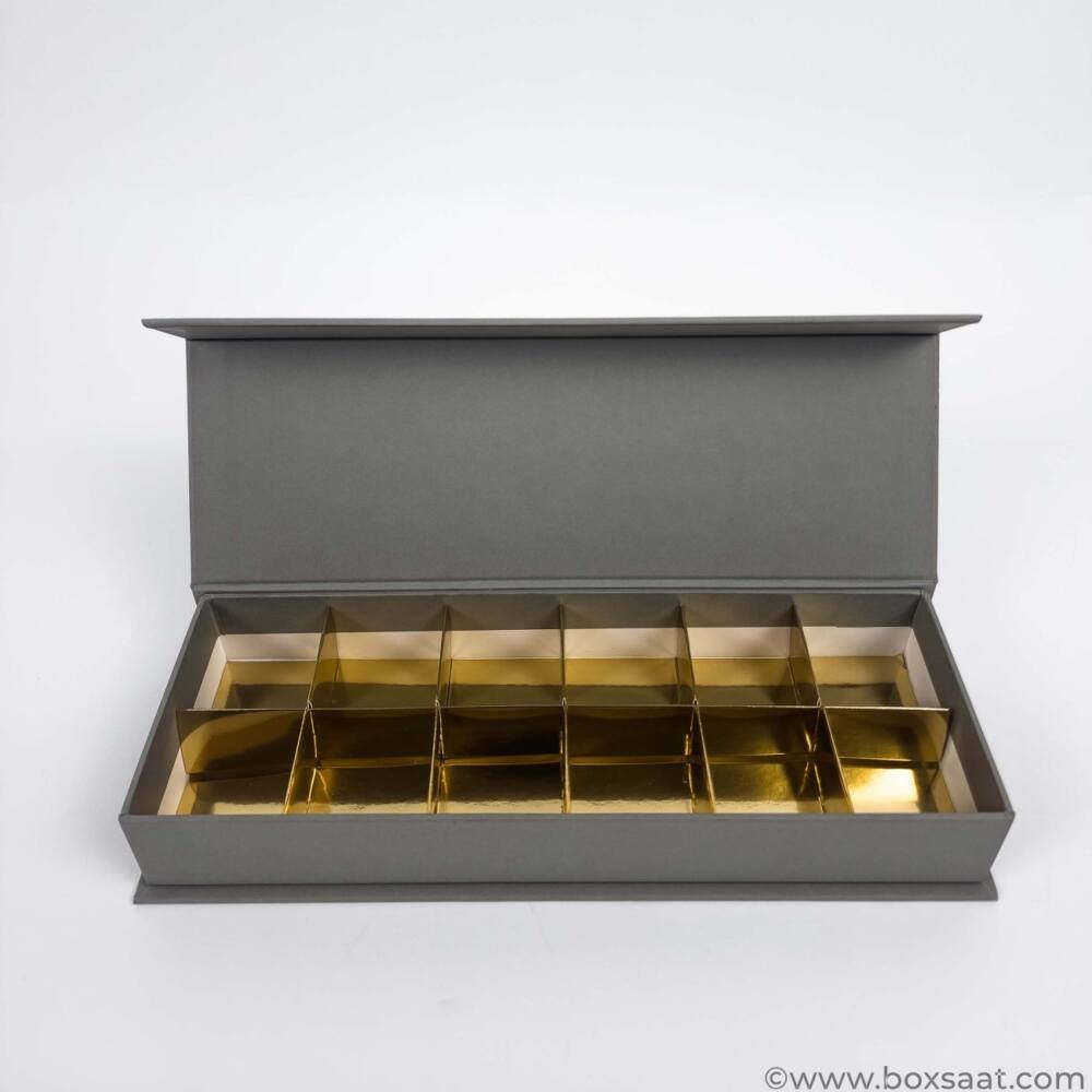Chocolate Box - Magnetic Flap Model - Grey Color- 12pcs