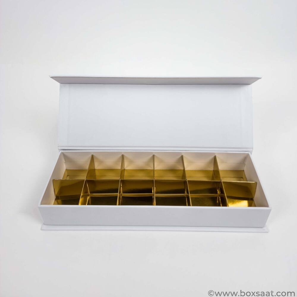 Chocolate Box - Magnetic Flap Model - White Color- 12pcs