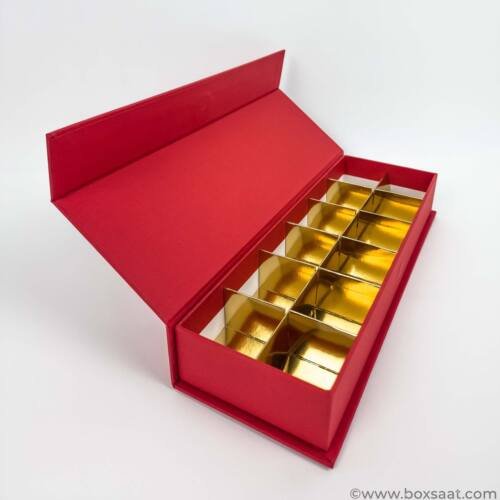 Chocolate Box - 12 Pcs - 5 Colors - Magnetic Flap Model - Minimum Qty 10 6 Chocolate Box - Magnetic Flap Model - Red Color- 12pcs